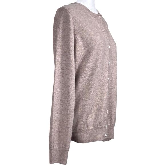 N.PEAL LONDON Olivia Round Neck Cardigan Size Large Organic Cashmere Brown Beige - Picture 9 of 16